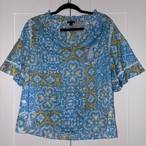 Ann Taylor Blue and Yellow Mosaic Blouse
